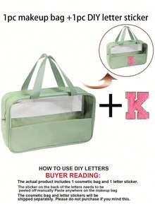 1个多功能PVC化妆包，透明PVC材质，大容量化妆袋，DIY字母设计化妆包，防水旅行收纳包，简约字母贴纸旅行化妆包，适用于收纳化妆品、香水，适合海滩、学校、浴室、节日、母亲节、圣诞节等场合，是送给妈妈、家人、朋友的绝佳礼物。化妆品收纳整理包，化妆包，洗漱包，旅行必备，女士旅行礼物。 - 彩色 - 查看 27