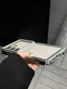 Luxury BlingBling Shiny Rhinestones Clear Transparent Phone Case Compatible With Samsung S26 Ultra S24 S25 Ultra S24 FE Camera Protective Shockproof Cover - Silver - View 3