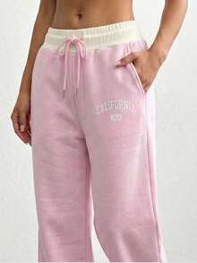 BELİ LASTIK DETAYLI BASKILI CEPLİ KADIN ESOFMAN ALTI-MADE IN TURKEY - Baby Pink - View 4