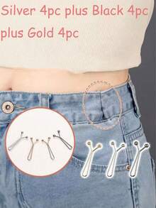 12/10/8/4 piezas Cinturón de cintura con hebilla invisible ajustable, accesorio de moda para jeans y ropa, fácil de usar, diseño delgado para mayor comodidad y aplicación versátil - Mira el video del producto para aprender cómo usarlo - Multicolor - Ver 13