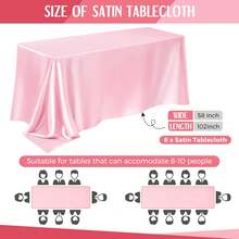 1 pièce Nappe en satin rectangulaire, grande taille, disponible en plusieurs tailles, nappe décorative en tissu lisse et rectangulaire, convient pour les cérémonies, les mariages, les fêtes, la décoration de table de salle à manger (rose) - Rose pâle - Voir 4