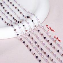 1m Stainless Steel Colorful Glass Beaded Chain, Suitable For DIY Necklace, Bracelet, Jewelry Making Accessories - HG0203 - View 3