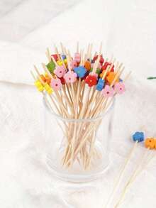 10/50/100 piezas Pinchos para cócteles con lazo rosa, Pinchos de bambú de 4.72 pulgadas de largo, Diseño elegante de lazo, Resistentes y suaves, Adecuados para frutas, postres, bandejas de carne, vajilla decorativa, Aplicable para Pascua, Día de San Valentín y talla grande - Rosa - Ver 13