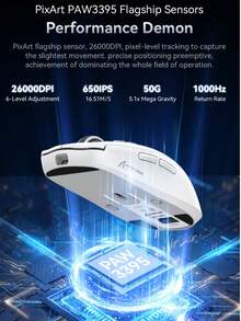 X6 轻量级 PAW3395 无线蓝牙可充电 RGB 底座游戏鼠标，3 种模式 - 查看 4