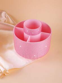 1 pieza Organizador giratorio de 360° para brochas de maquillaje, diseño de compartimentos transparentes para lápiz labial, hisopos de algodón, lápiz de cejas, herramientas para uñas - Multicolor - Ver 12