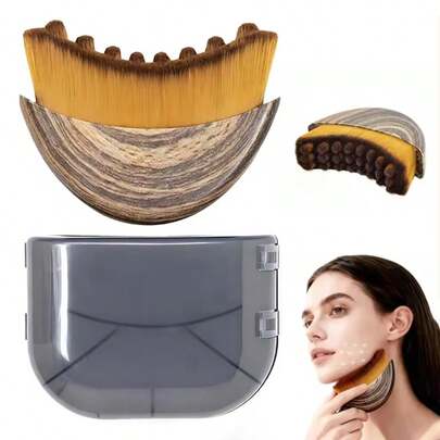 1pc Lymphatic Drainage Facial & Body Massage Brush - A Lymphatic Massage Tool Designed For Contouring The Face, Chin And Jawline. Ergonomic Design To Precisely Fit The Skin And Relieve Fatigue. Comes With A Storage Case. Features An Elliptical Brush Head And Dry Brushing Head. Can Be Used For Facial Massage And Cleansing.