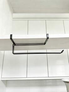 1pc Black Kitchen Paper Towel Holder, Cabinet Mounted Foil/Cling Wrap Dispenser - B-Black - View 7