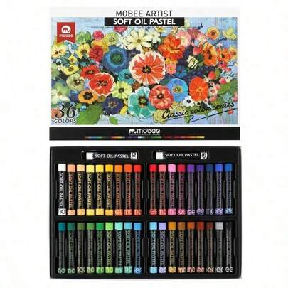 Mobee P-3410C Vivid Color 12/24/36 Soft Oil Pastel Set, European Standard, High Quality Set, Professional Factory Wholesale Oil Pastel Set, Suitable For Professional Painting, Vivid Colors, Easy To Draw, Suitable For Back To School Season