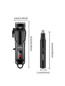 HIENA 2 Pieces Hair Clipper Trimming Set, Cordless Electric Clipper, Electric Nose Hair Clipper, 2 Models To Choose From, USB Interface With Digital Display For Smooth And Seamless Use, Making It A Great Helper In Your Daily Life - View 8
