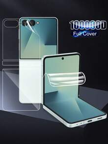 水凝胶纳米液体屏幕保护膜，柔软高清，指纹解锁，防刮花，自修复，适用于三星Galaxy Z Flip7/6/5/4，春季礼物 - 無色 - 查看 3