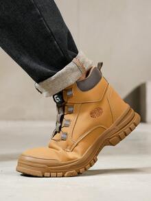 GUYISA 钢头安全鞋，防砸防刺，旋转智能扣，一秒快速穿脱，高帮，四季皆宜，橡胶鞋底，矿用及建筑工地靴，男士时尚高帮安全靴（此为中国尺码，国际尺码可能有所不同，此款尺码偏大，请选择小两码！） - 棕色 - 查看 7