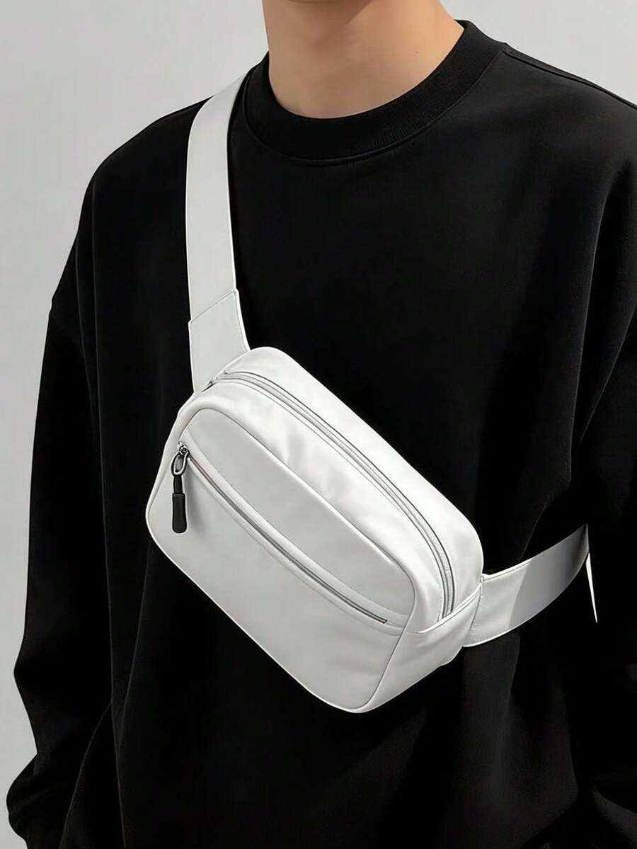 Men's Casual Chest Bag, Lightweight One Shoulder Bag, Travel & Daily Backpack - White - View 1