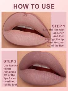 USHAS唇彩+唇线笔套装，持久防水不粘腻，滋养保湿，丝绒哑光效果，打造完美唇妆 - #05 - 查看 5