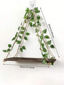 1pc/2pcs Green Leaf Fairy Light Decor Hanging Wall Rack, Bohemian Style Triangle Floating Display Shelf, Cozy Atmosphere Light String Wall Mount Storage Rack, Retro Countryside Plant Display Rack, Decoration For Living Room, Bedroom, Dorm, Balcony, Cafe (Batteries Not Included) - Multicolor - View 11