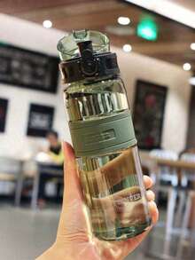 1 pieza (500ml) Botella de agua deportiva portátil de gran capacidad, vaso de plástico transparente con asa, apariencia elegante, taza de agua resistente al calor y a los golpes con escala, adecuada para senderismo al aire libre, fitness deportivo, oficina, uso diario en interiores, suministros de cocina, regalos de cumpleaños, fiestas festivas, decoración del hogar, uso durante todo el año, suministros de vuelta al colegio - Multicolor - Ver 10