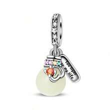 1个镀银珠吊坠，发光爱心吊坠，甜梦天使吊坠，蓝色发光许愿瓶吊坠，星月夜光吊坠，海洋漂流瓶吊坠，魔法许愿瓶吊坠，花球许愿瓶吊坠，紫色许愿瓶吊坠，适合女士手链项链DIY饰品制作，约会礼物，甜美风格女士饰品 - 彩色 - 查看 14