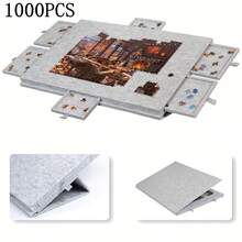 A Seven-Piece Puzzle Toy Set, Equipped With A Foldable Stand, Protective Cover, And Storage Tray - A Six-In-One Puzzle Table Board With 6 Drawers, A Portable Puzzle Table Board, A Puzzle Board With Integrated Felt, And A Stress-Relieving Toy. - 1500 Pieces Of Dark Gray - View 13