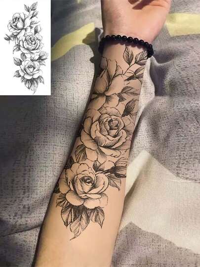 1 miếng dán hình xăm tạm thời họa tiết hoa cổ điển, hình xăm giả thời trang, chân thực dành cho người lớn, không thấm nước và lâu trôi, có thể che phủ sẹo và vết thương, tạo thêm nét nghệ thuật cho làn da, thích hợp cho eo, cánh tay, dễ dán và dễ gỡ bỏ, được làm thủ công.