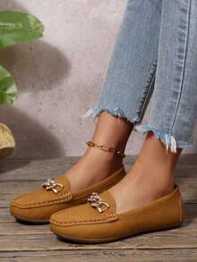 女士平底休闲鞋，舒适软底乐福鞋，护士鞋，时尚百搭轻便妈妈鞋 - 棕色 - 查看 12