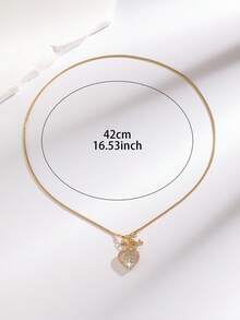 1件优雅蛇骨链圆形心形锆石吊坠项链，适合女性和女孩日常佩戴，情人节和婚礼礼物。 - 彩色 - 查看 4