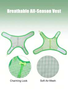 1Set Checkered Bow Leash, Adjustable Chest Strap And Leash Set - Suitable For Rabbits, Ferrets, Lizards, Guinea Pigs, Hamsters And Other Small Animals - Multicolor - View 5