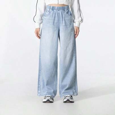 Adidas Originals DENIPANT Women's Straight Leg Jeans, Suitable For Sports, Jogging, Outdoor Running