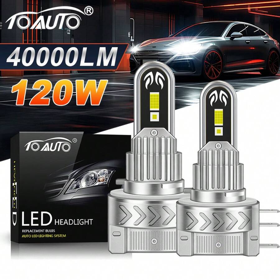 2 bóng đèn pha LED H15 120W CANBUS 6000K Trắng 40000LM cho ô tô, đèn chiếu xa DRL có quạt làm mát, không báo lỗi - A - Xem 1