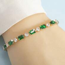 1 Chiếc, Vòng tay dây xích tennis thanh lịch dành cho nữ - Trang sức vàng đính đá Cubic Zirconia tổng hợp, dây chuyền bền chắc, chống phai màu, quà tặng hàng ngày và các dịp trang trọng, kỷ niệm, sinh nhật, ngày Valentine - Vòng tay sang trọng, trang sức vàng, trang sức chống phai màu, phong cách cổ điển, công nghệ chất lượng cao. - Nhiều màu - Xem 11