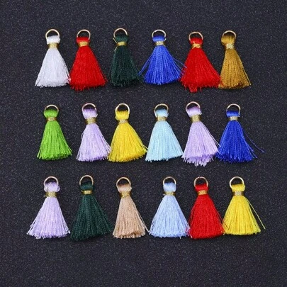 20pcs Multicolor Metallic Thread Mini Colorful Tassel Tassels, DIY Craft Supplies For Jewelry Making, Earrings, Rings, Pendants, Bracelets, Bags, Clothing, Blanket Decor
