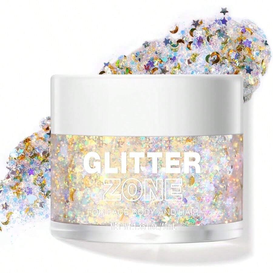 Holographic Glitter Gel For Body Face Hair Lips Color Changing Vegan Cruelty Free 1 35oz Golden Starlight - 8 Golden Starlight - View 1