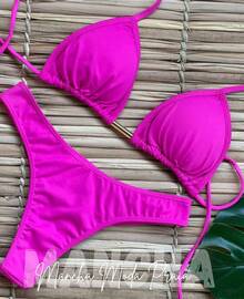 Basic Triangle Bikini With Lined Cups - S, M, L, XL - Pink - View 1