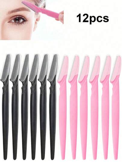 6/12pcs Eyebrow, Facial, Body Hair Trimmer Shaver Razor, With Cover, For Women, Makeup Tool Set, Eyebrow Razor, Facial Hair Remover, Facial Shaver, Exfoliating Dermaplaning Tool, For Men And Women, For Travel Use, Multi-Function Hair Remover Tool, For Eyebrow, Body, Face, Bikini Area, Lip, Leg Hair, Gentle Effective Removal Body Hair.