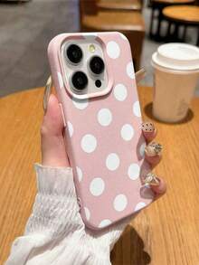 1个波点图案大孔粉色皮革防震手机壳，TPU材质，适合作为节日礼物，兼容 Xs/Xs Max/Xr/11/12/13/14/15/16 Pro/Pro Max/14/15/16 Plus/17，男女通用 - 彩色 - 查看 3