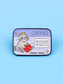 1pc Certified Princess Raccoon Enamel Pin Quote Brooch Pines Lapel Pins Badge Clothing Accessories Animal Jewelry Friends Gifts - Multicolor - View 6