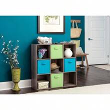 ClosetMaid Cubeicals 9 Cube Storage Shelf Organizer Bookshelf, Stackable, Square Shape, Easy Assembly, Wood, Natural Gray - Natural Gray Finish + 9-cube - View 7