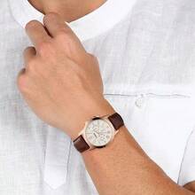 Fossil Men's Watch, Beige Case, Brown Leather Strap, White Dial With Roman Numerals, Chronograph Quartz Movement, Stylish Men's Watch For Everyday Wear, Perfect Gift (FS4991) - Apricot - View 2