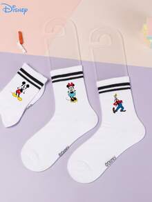 5/1 Pair  And  Pattern Mid-Calf Socks,Sporty Stripes, Polyester Material, Cute Cartoon Design, Stylish, Casual, Breathable Socks, Suitable For Everyday Wear, Back-To-School Season, And Holiday Gifts. - Multicolor - View 5