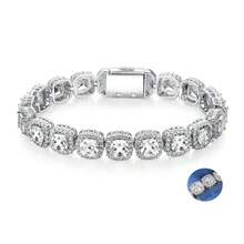 MDFUN 14K White Gold Cubic Zirconia Encrusted Tennis Bracelet, Luxury Jewelry Gift For Birthday, Anniversary - White - View 1