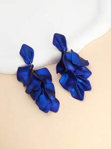 1对时尚花瓣流苏花朵耳环，休闲海滩度假风 - 彩色 - 查看 5
