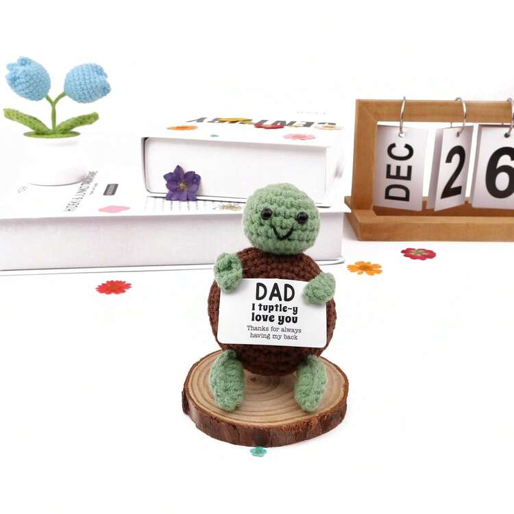 1个迷你钩针海龟 手工编织小海龟 毛线钩织可爱海龟 适合家居装饰、汽车装饰、生日礼物、毕业礼物（爸爸） - 彩色 - 查看 5