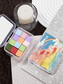 BAOSHIMAN Mini Tofu Makeup Sponge, Gradient Blush Sponge, Stainless Steel Scraper, Manicure Salon DIY Tools, Suitable For Valentine's Day, New Year Manicure Salon And Home Use - Multicolor - View 6