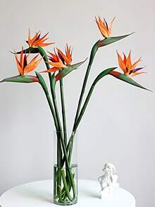 3/5 piezas Flores artificiales de ave del paraíso de alta calidad de 24 pulgadas, resistentes a los rayos UV y sin decoloración, hechas de goma suave de PU, flores artificiales, plantas falsas, adecuadas para regalos del Día de la Madre, regalos de cumpleaños, Día de la Madre, Día de San Valentín, regalos para mujeres, regalos de apreciación a maestros, despedida de soltera, decoración de habitaciones - Naranja - Ver 4