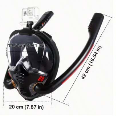 Conjunto de máscara de snorkel de cara completa, máscara de snorkel de tubo doble con sistema de respiración seca, equipo de snorkel para adultos, máscara de snorkel de cara completa de 180° con vista panorámica amplia, tecnología antivaho y antifugas, tubo doble cómodo y diseño ergonómico - compatible con cámara DSLR, adecuado para buceo, snorkel, buceo libre - regalo ideal para Navidad/Día de San Valentín/Acción de Gracias - conexión sin costuras, 4 modos de funcionamiento, sistema antivaho, ajuste cómodo