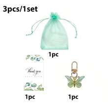60/48/36/3 piezas Juego de llaveros de mariposa para bodas, Juego de regalo para bautizo, Incluye 16 bolsas de organza + 16 tarjetas de agradecimiento + 16 llaveros de mariposa, Adecuado para bodas, recepciones de bodas, regalos de cumpleaños y recuerdos, playa - Multicolor - Ver 12