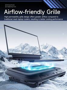Llano V21 笔记本散热器，配备 14CM 双风扇，为 14-17.3 英寸笔记本提供强劲散热，高度可调节，可折叠设计，RGB 灯光效果 - 查看 10