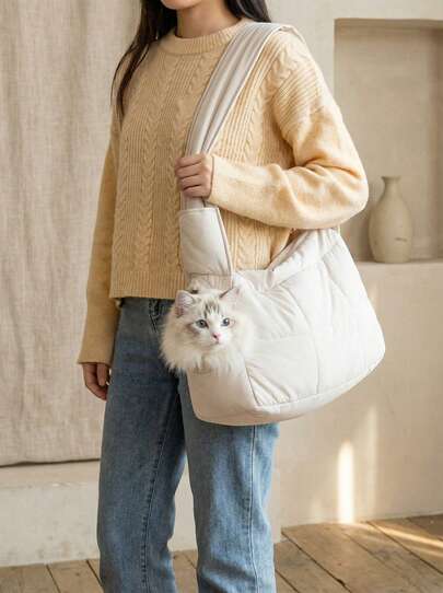 PETSIN 新款猫咪手提包，便携式肩背包，保暖猫咪包，头部开口设计，猫狗通用