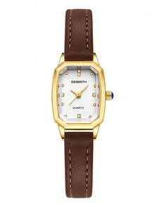 REBIRTH 1件装女士复古真皮腰带时尚百搭休闲手表，适合日常佩戴 - 均碼 - 查看 10