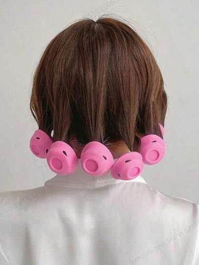 30/20/10/1pc Pink & Blue Silicone Hair Curlers, No Heat Damage Design, Portable & Easy To Use, Create Natural Waves & Bangs, Suitable For Short & Medium Hair, Home & Travel
