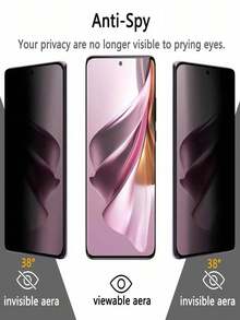 2pcs/Pack 3D Curved Privacy Tempered Glass Screen Protector Compatible With Samsung Galaxy S25 S23 S22 S25 S24 Ultra/ Note 15 14 13 Pro+ 4G 5G/Honor/Reno/And Other Phone Models, 9H Hardness Anti-Explosion Anti-Scratch Privacy Screen Protector - Black - View 3