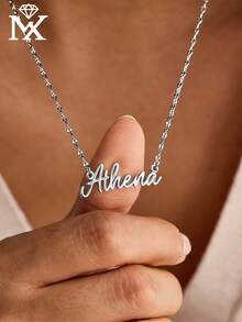 Personalised Name Necklace With Lip-Shaped Chain Custom Minimalist Name Necklace Gold Name Necklace Birthday Gift Christmas Present For Her - Multicolor - View 3